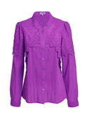 Cămașa violet din batist de bumbac și broderie tridimensională