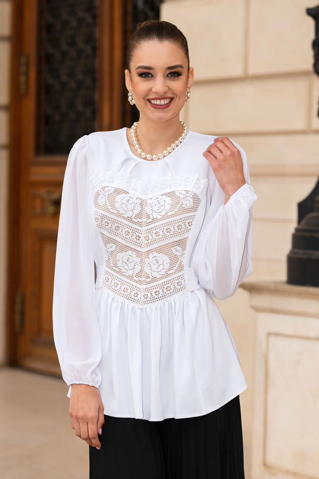 Bluza Alba cu Corset Integrat