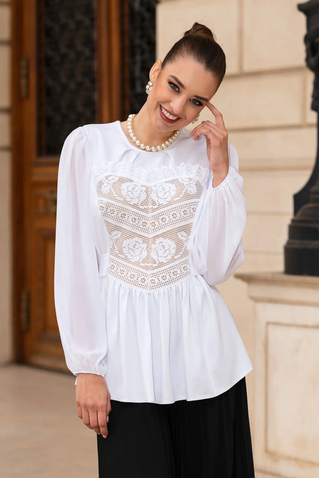Bluza Alba cu Corset Integrat