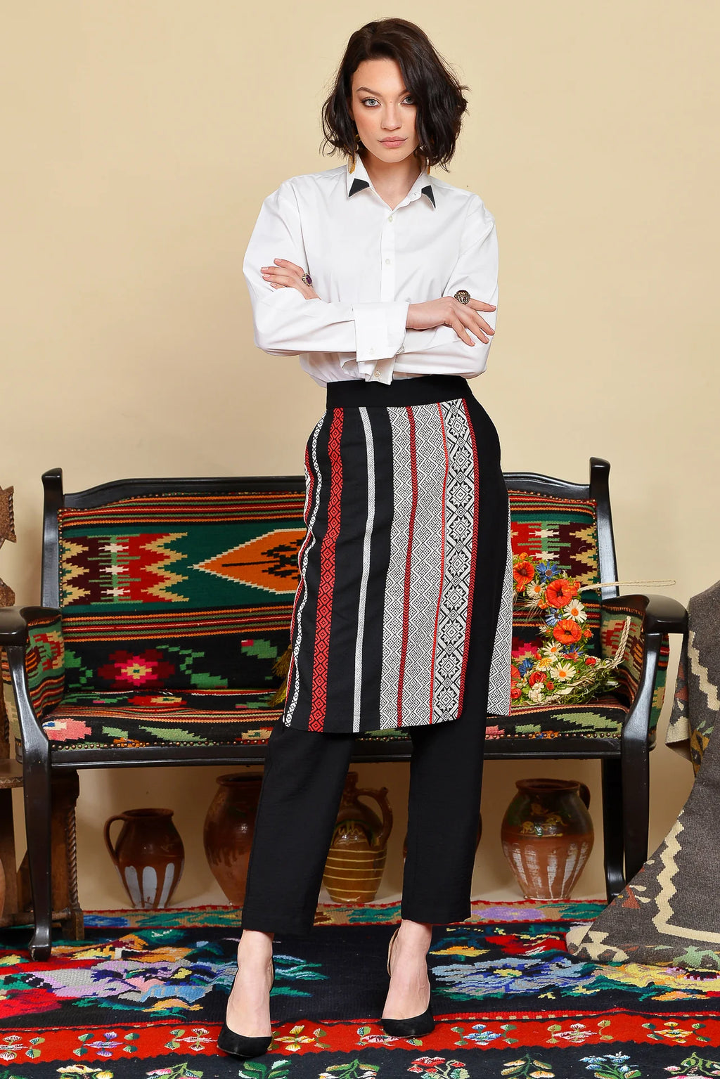 Pantaloni Negri cu Oprege