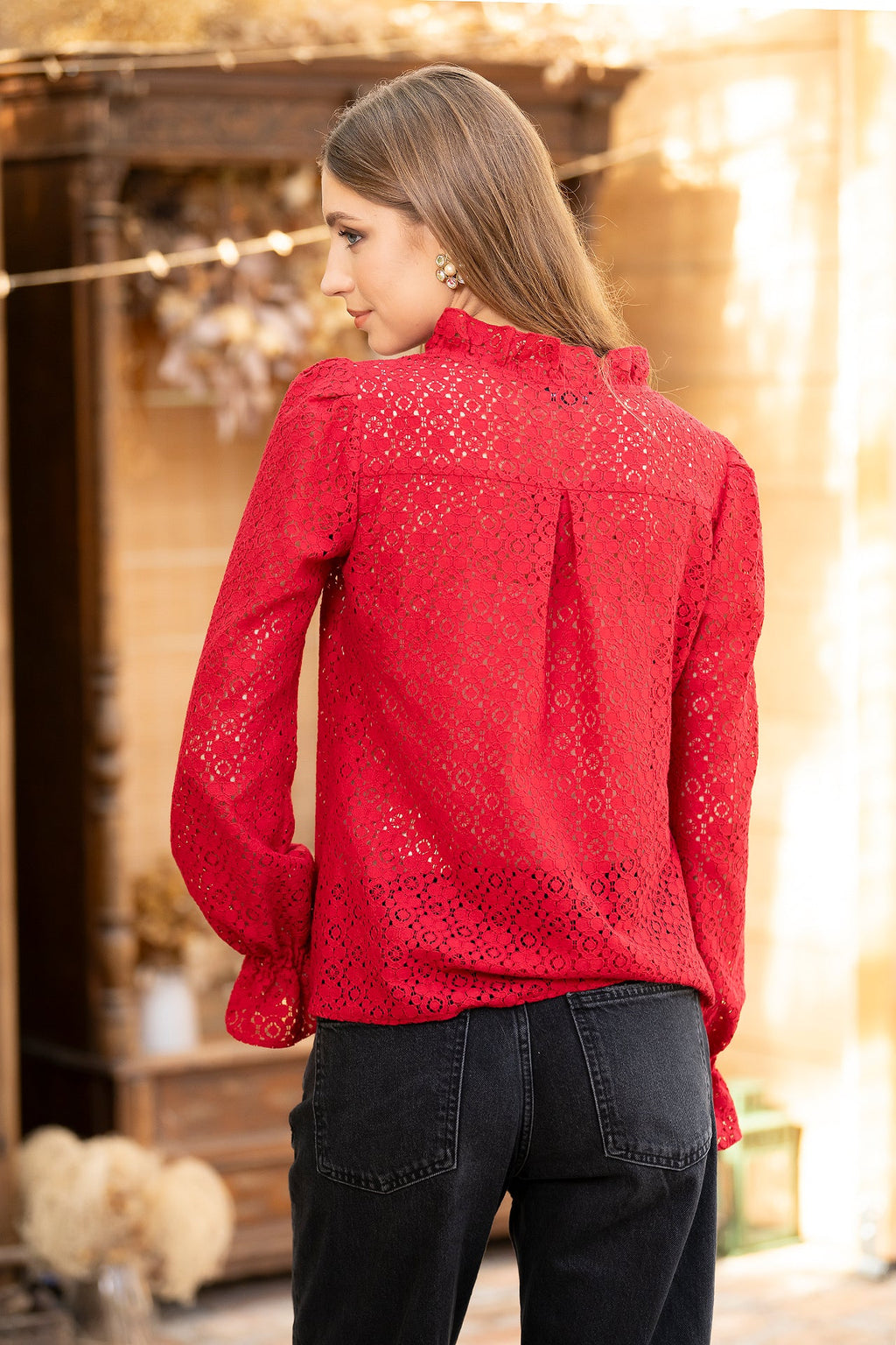 Bluza Rosie Din Dantela De Bumbac Otilia
