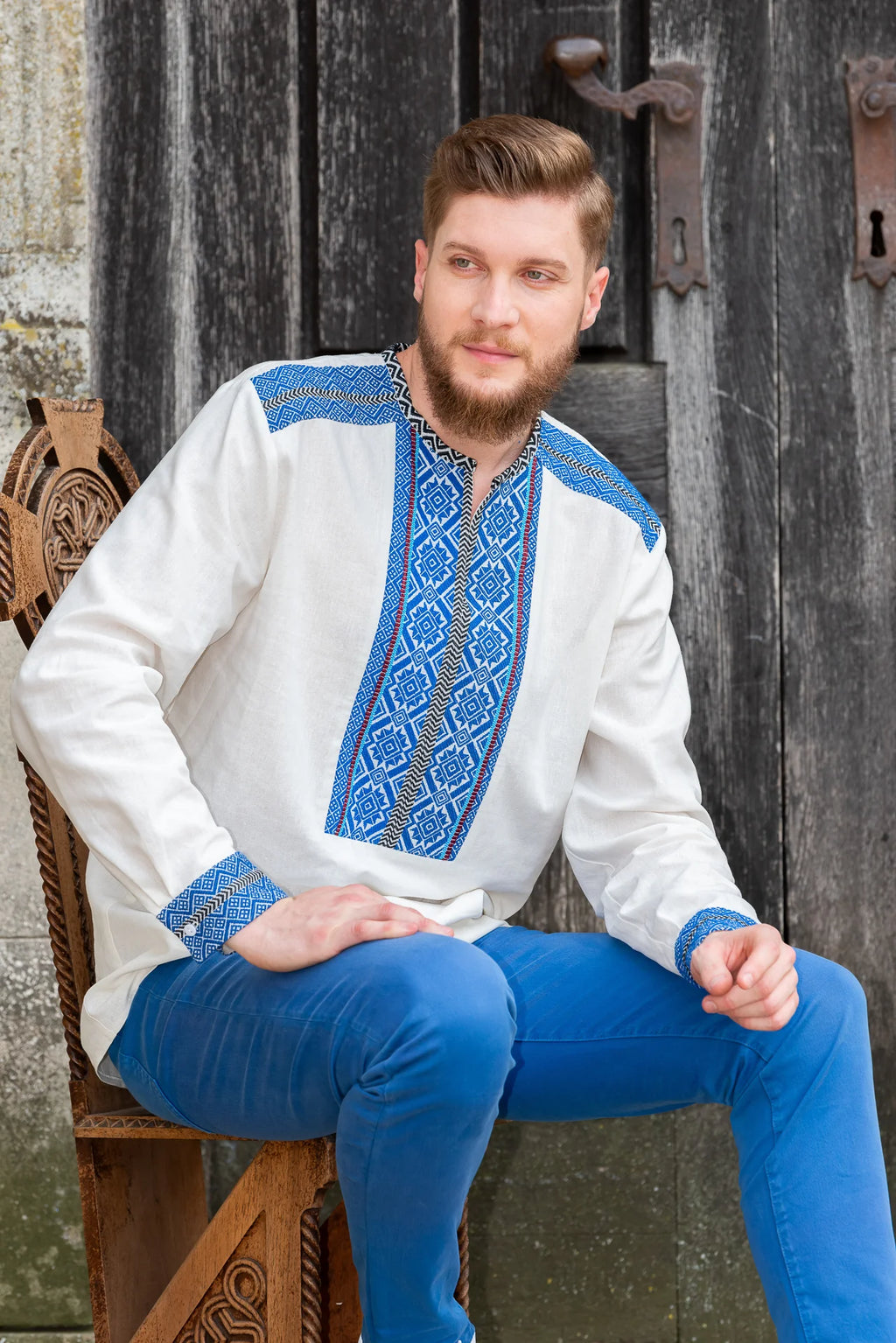 Camasa Barbateasca Traditionala Anton Cu Motive Populare