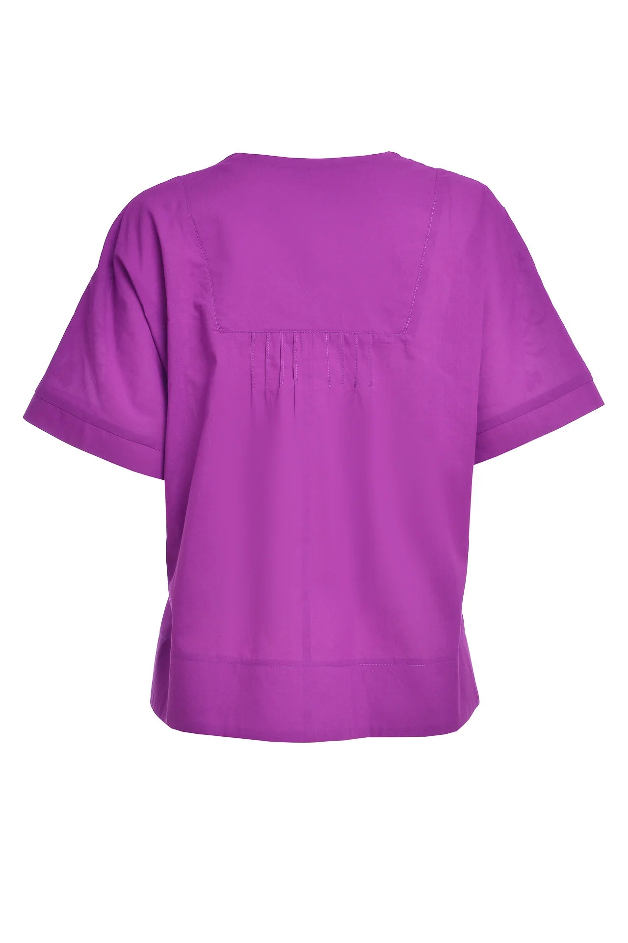 Bluza chimono violet din batist de bumbac și broderie tridimensională