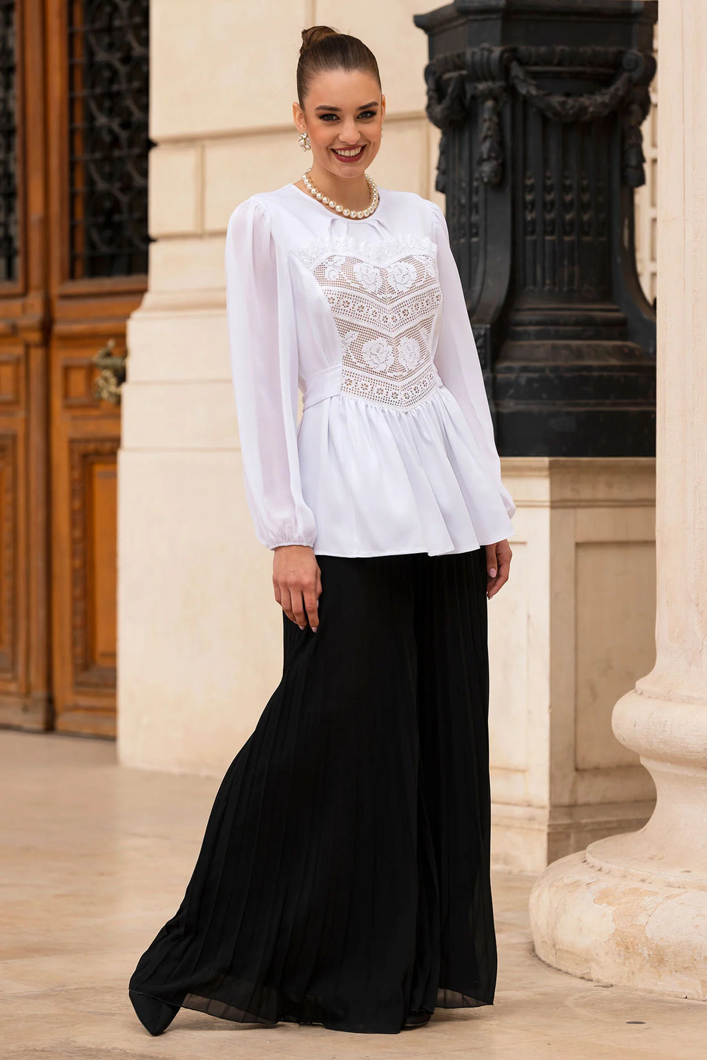 Bluza Alba cu Corset Integrat