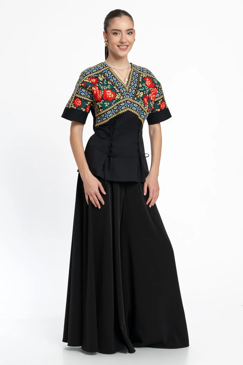Bluză kimono Zen cu jacquard etnic țesut