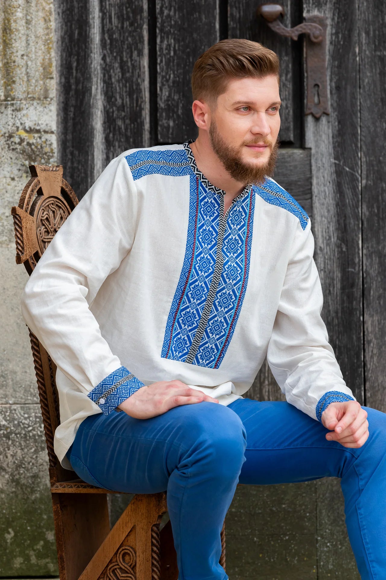 Camasa Barbateasca Traditionala Anton Cu Motive Populare