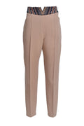 Pantaloni Pana din Stofa Crem cu Corseleta Din Jacquard Etnic