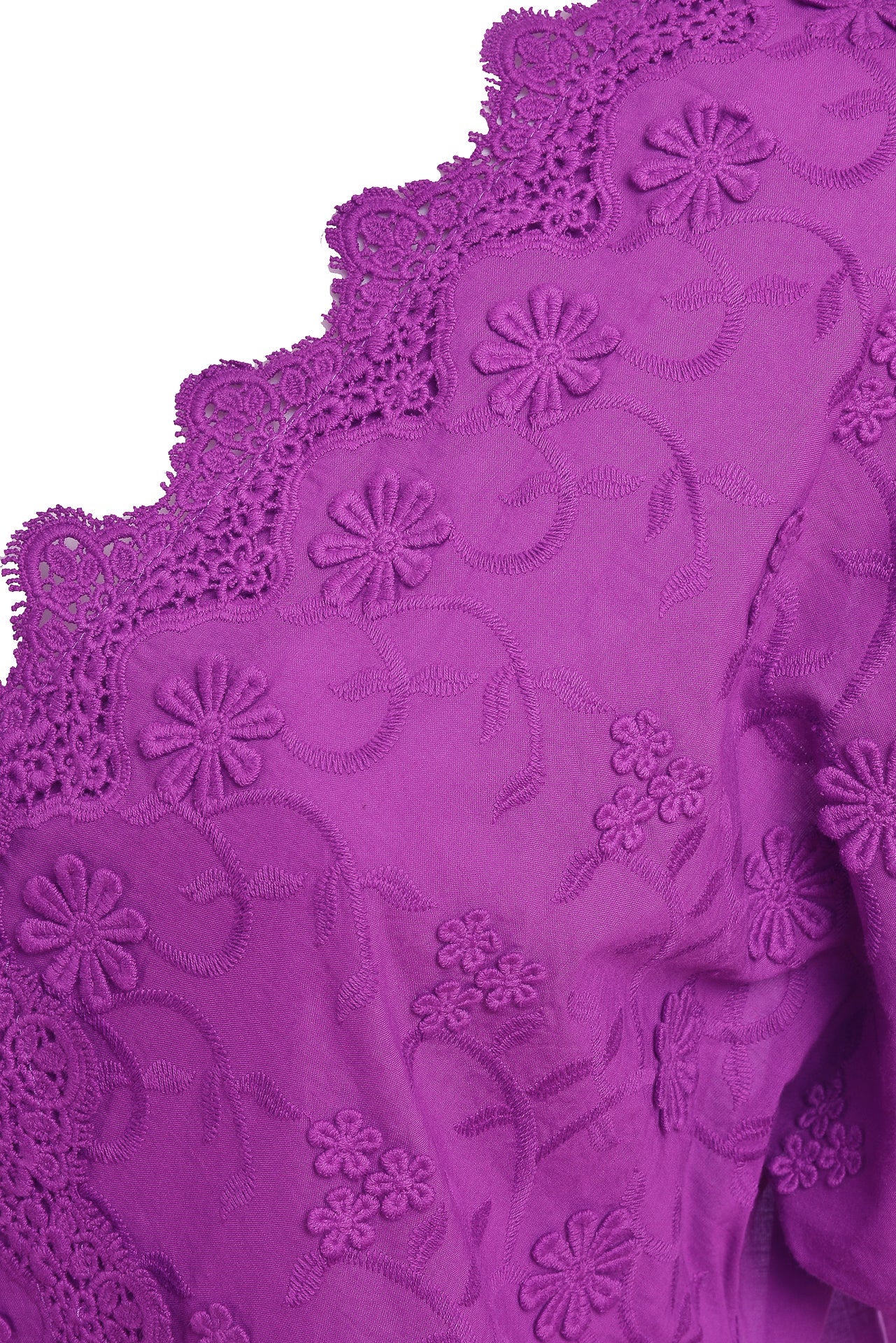 Bluza chimono violet din batist de bumbac și broderie tridimensională