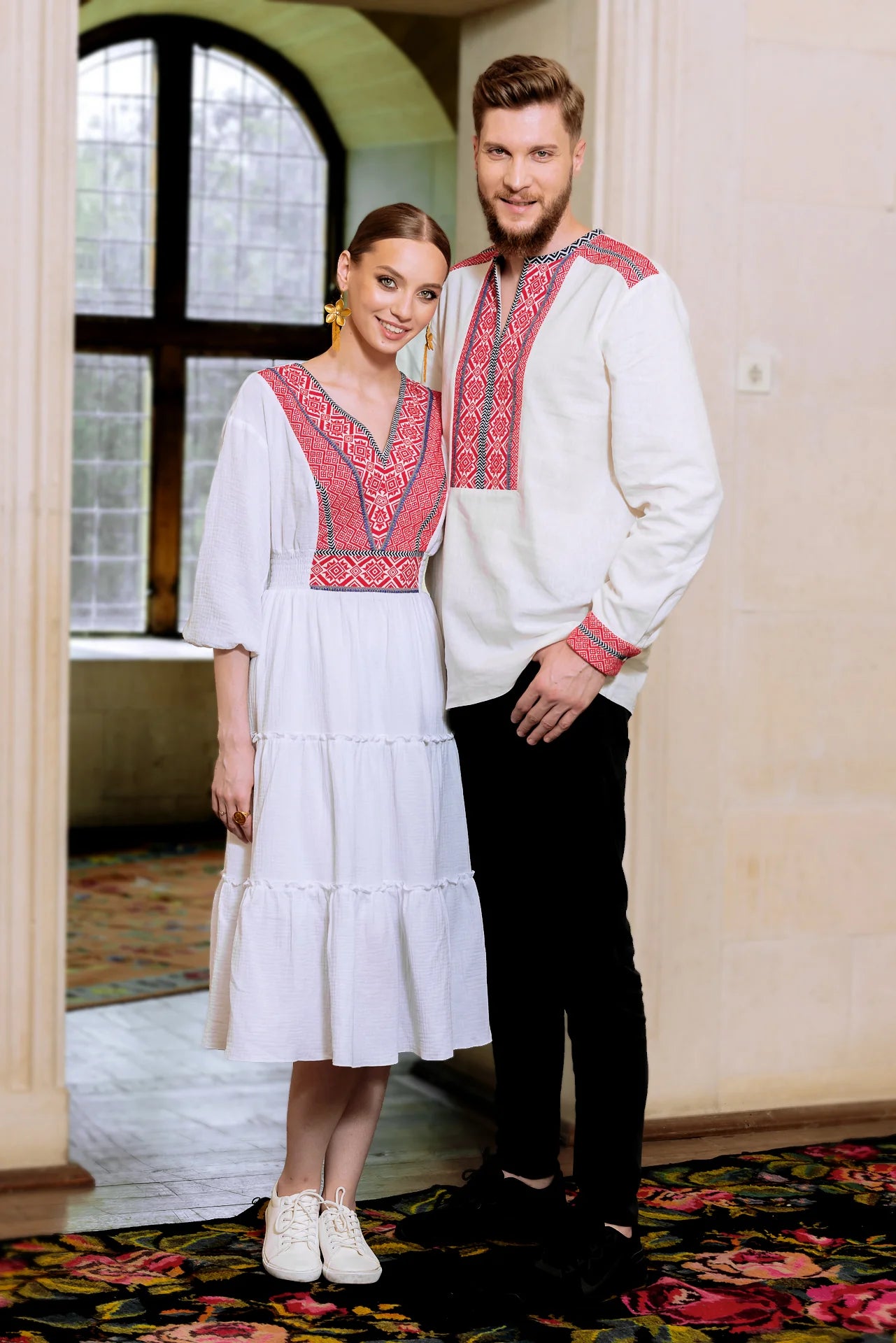 Rochia Euforia cu jacquard tesut rosu