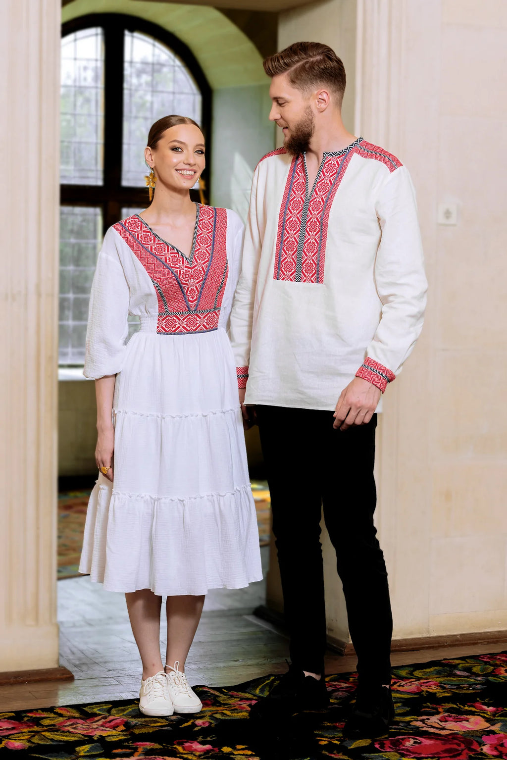 Rochia Euforia cu jacquard tesut rosu