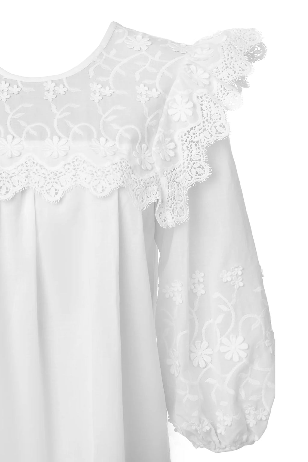 Bluza Alba Maramu cu Broderie Tridimensionala
