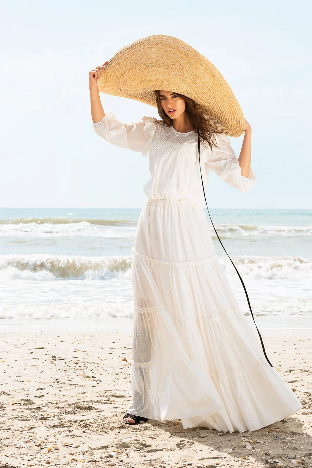 Bluza Alba Maramu cu Broderie Tridimensionala