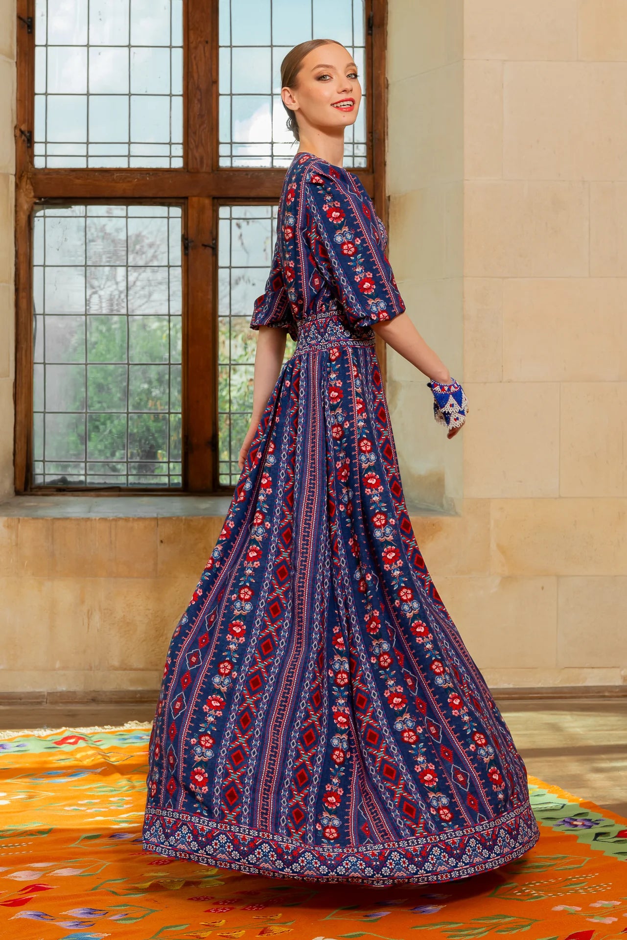 Rochia Bleumarin Lunga Boho Chic