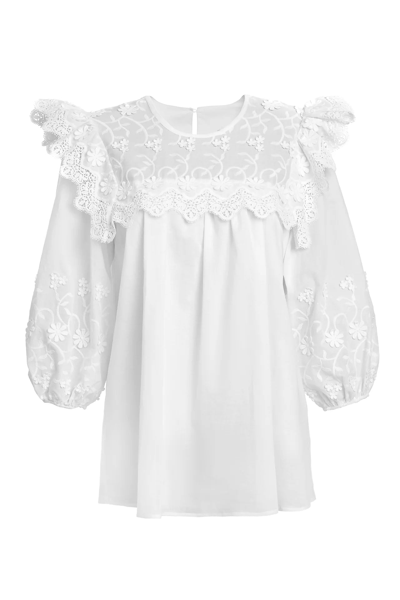 Bluza Alba Maramu cu Broderie Tridimensionala