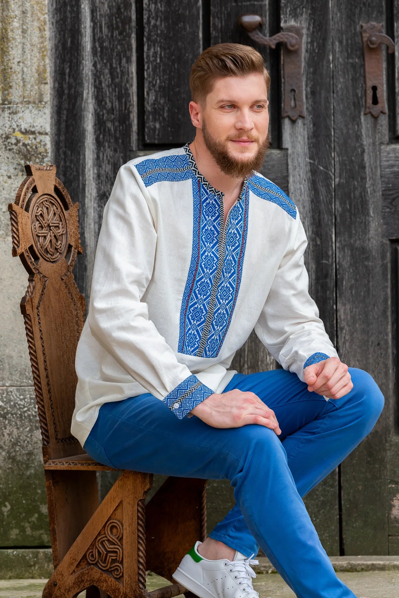Camasa Barbateasca Traditionala Anton Cu Motive Populare