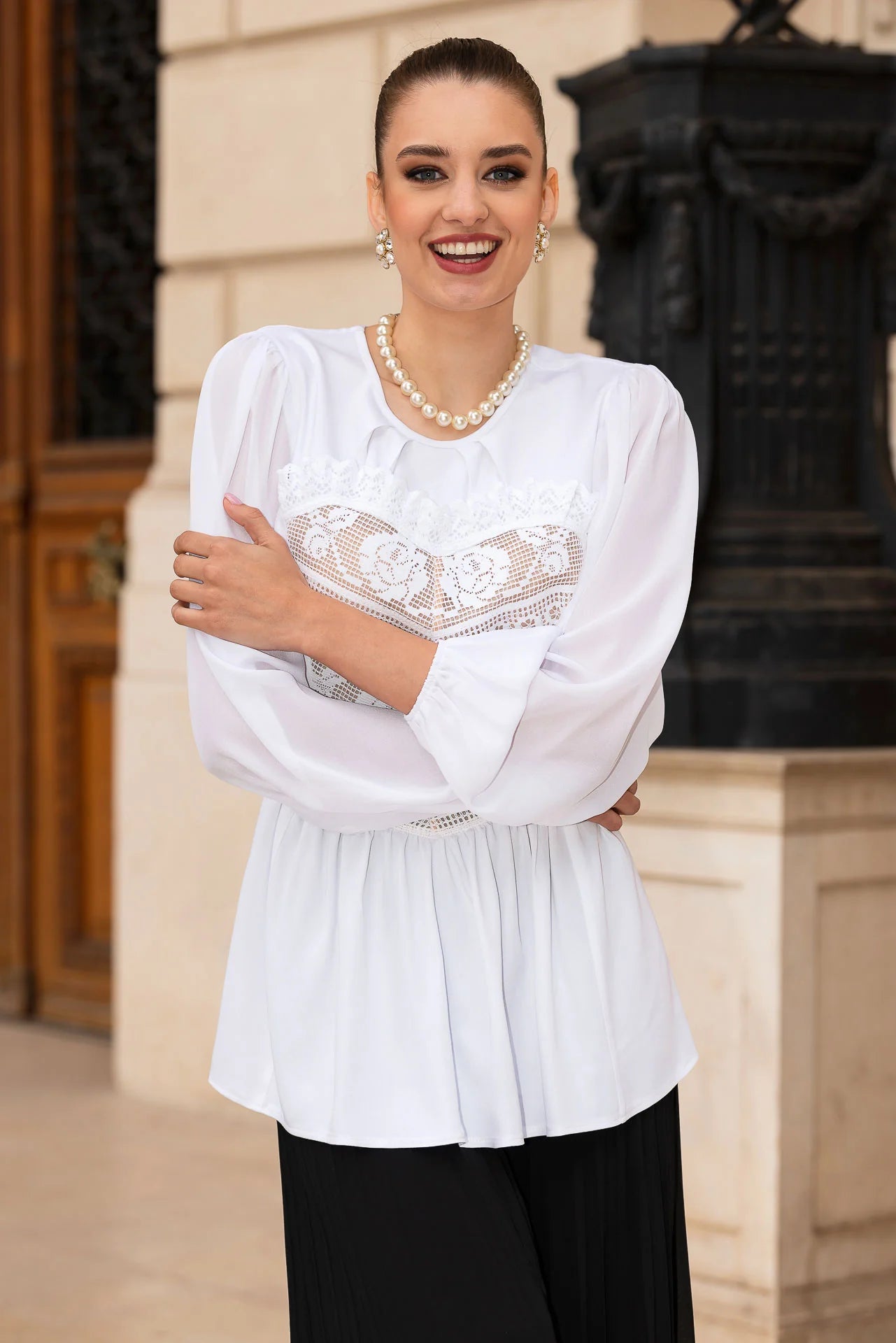 Bluza Alba cu Corset Integrat