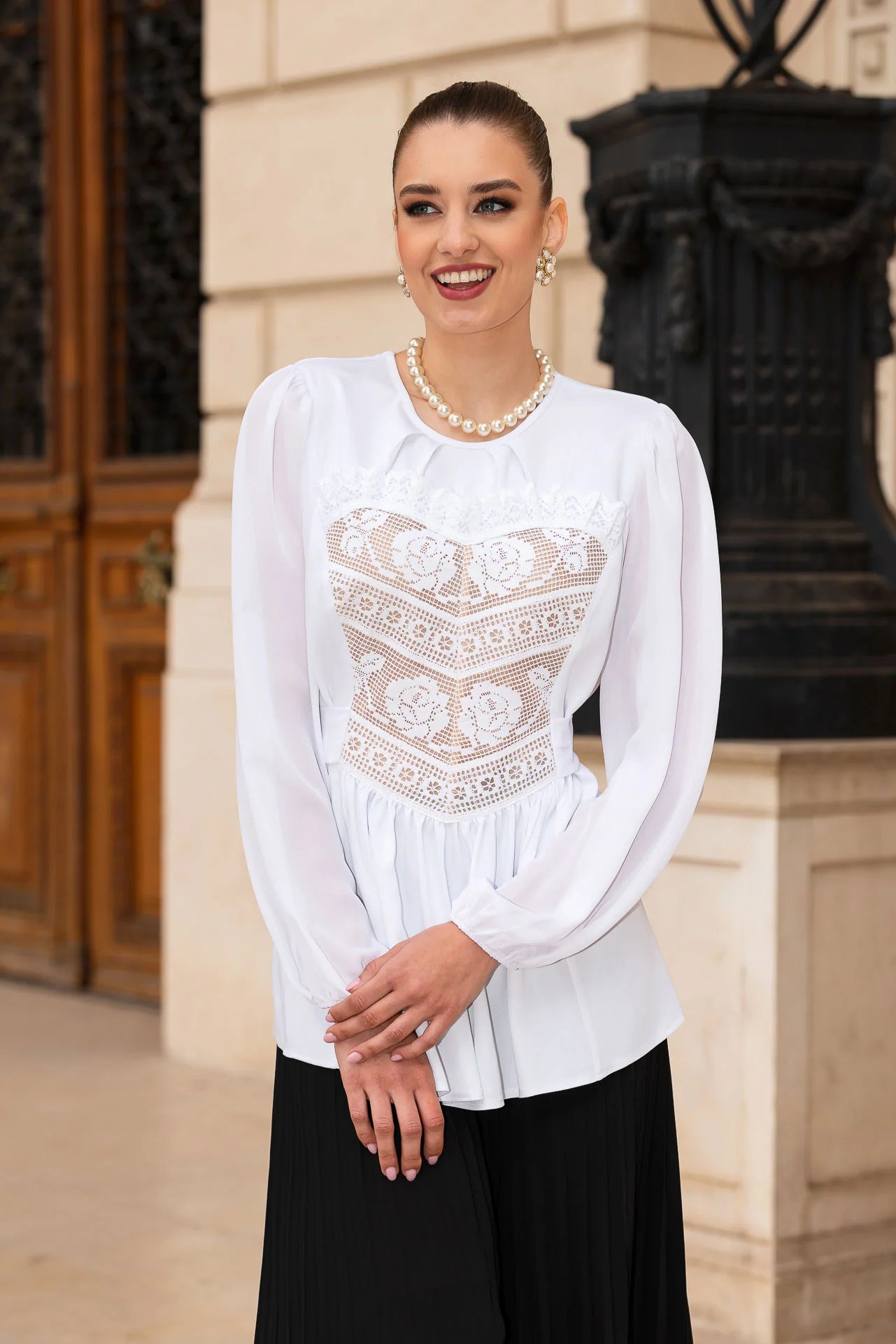 Bluza Alba cu Corset Integrat