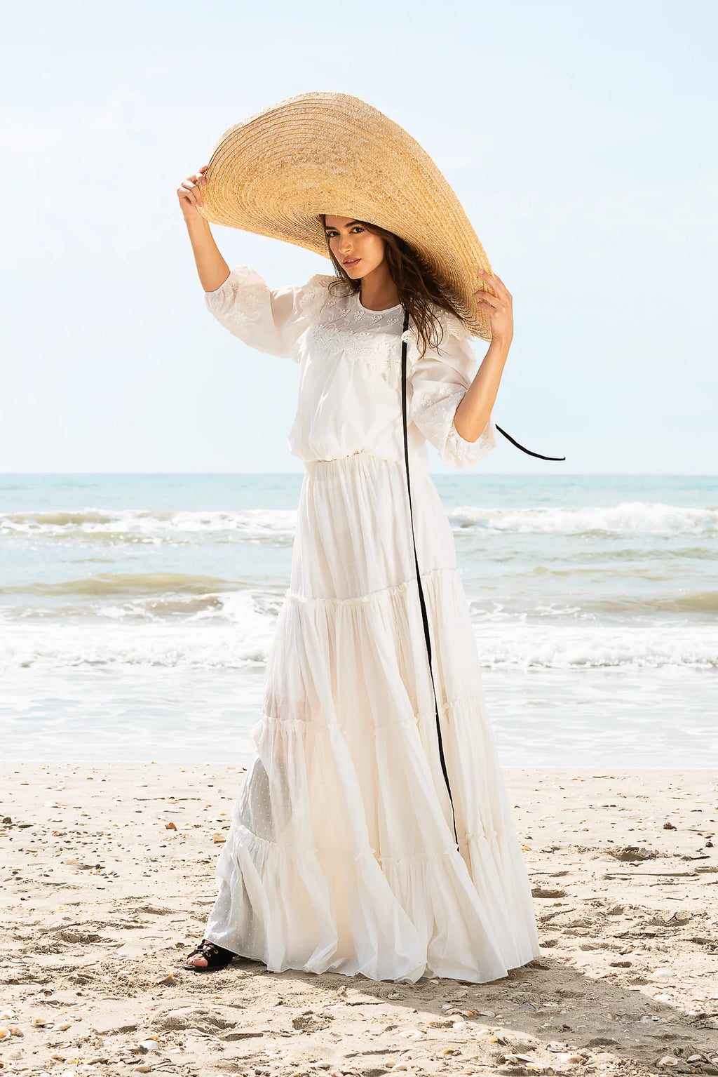 Bluza Alba Maramu cu Broderie Tridimensionala