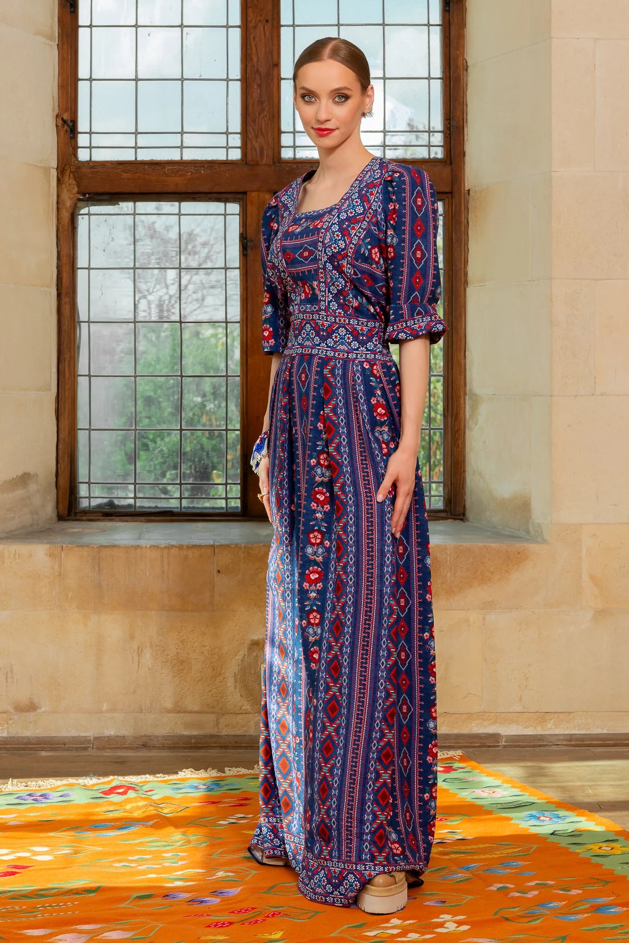 Rochia Bleumarin Lunga Boho Chic