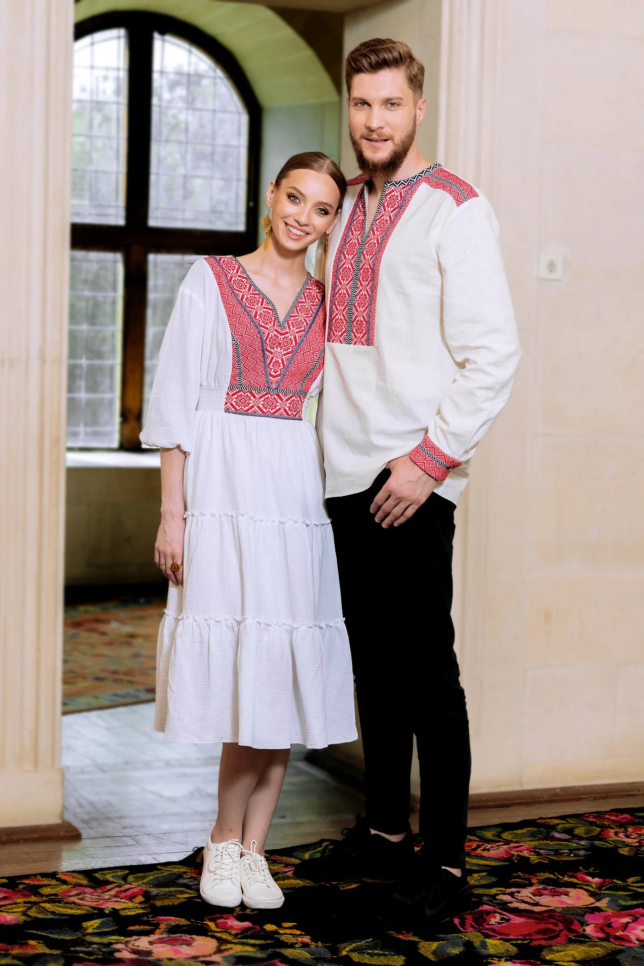 Rochia Euforia cu jacquard tesut rosu