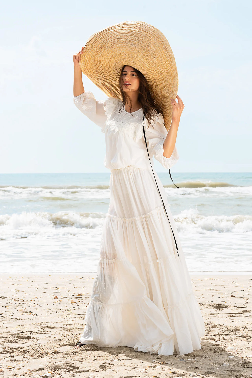 Bluza Alba Maramu cu Broderie Tridimensionala