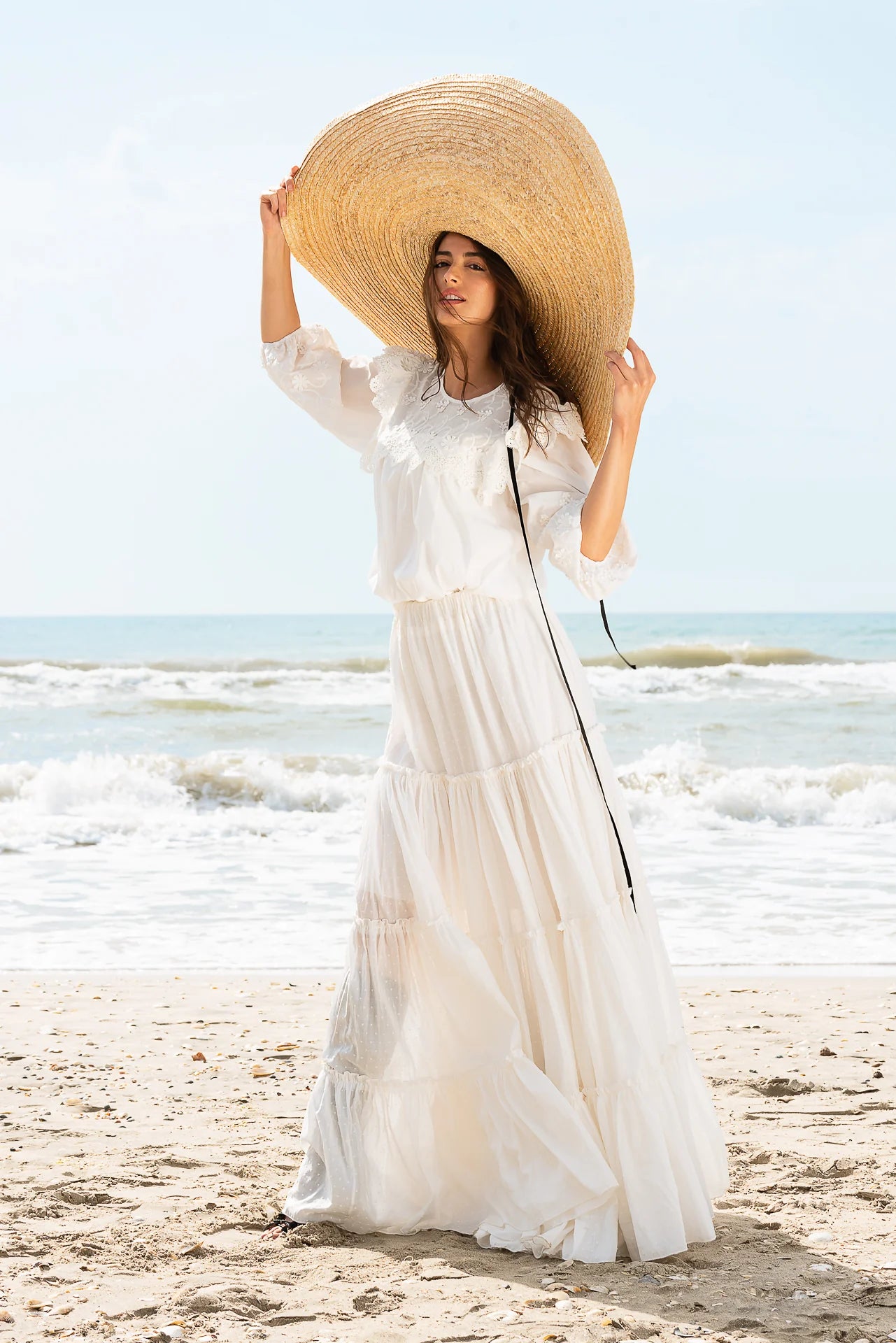 Bluza Alba Maramu cu Broderie Tridimensionala