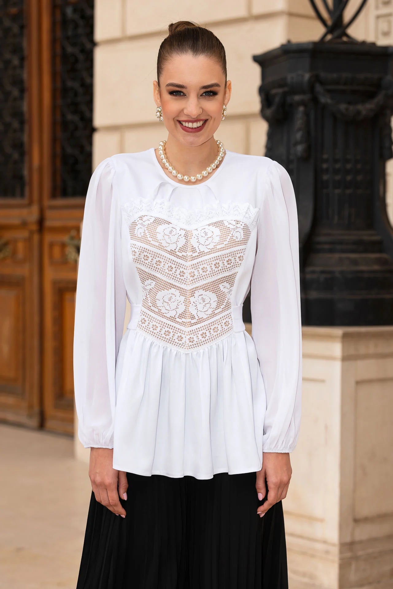 Bluza Alba cu Corset Integrat