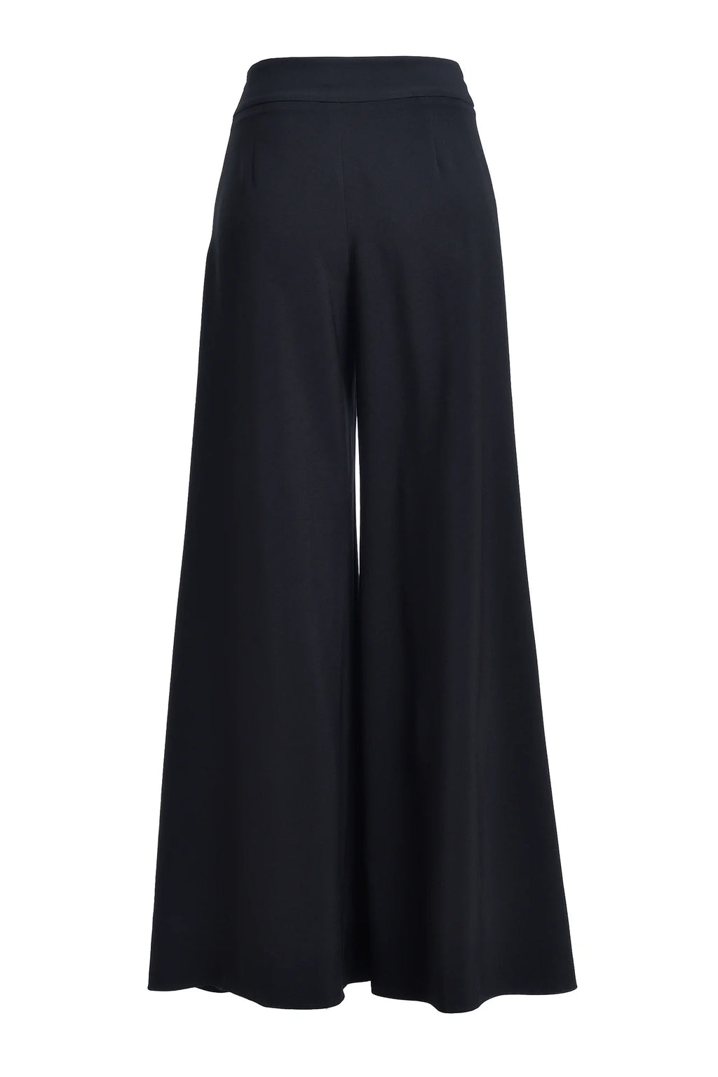 Pantaloni Lungi din Stofa Neagra cu Croiala Ampla si Slituri Frontale