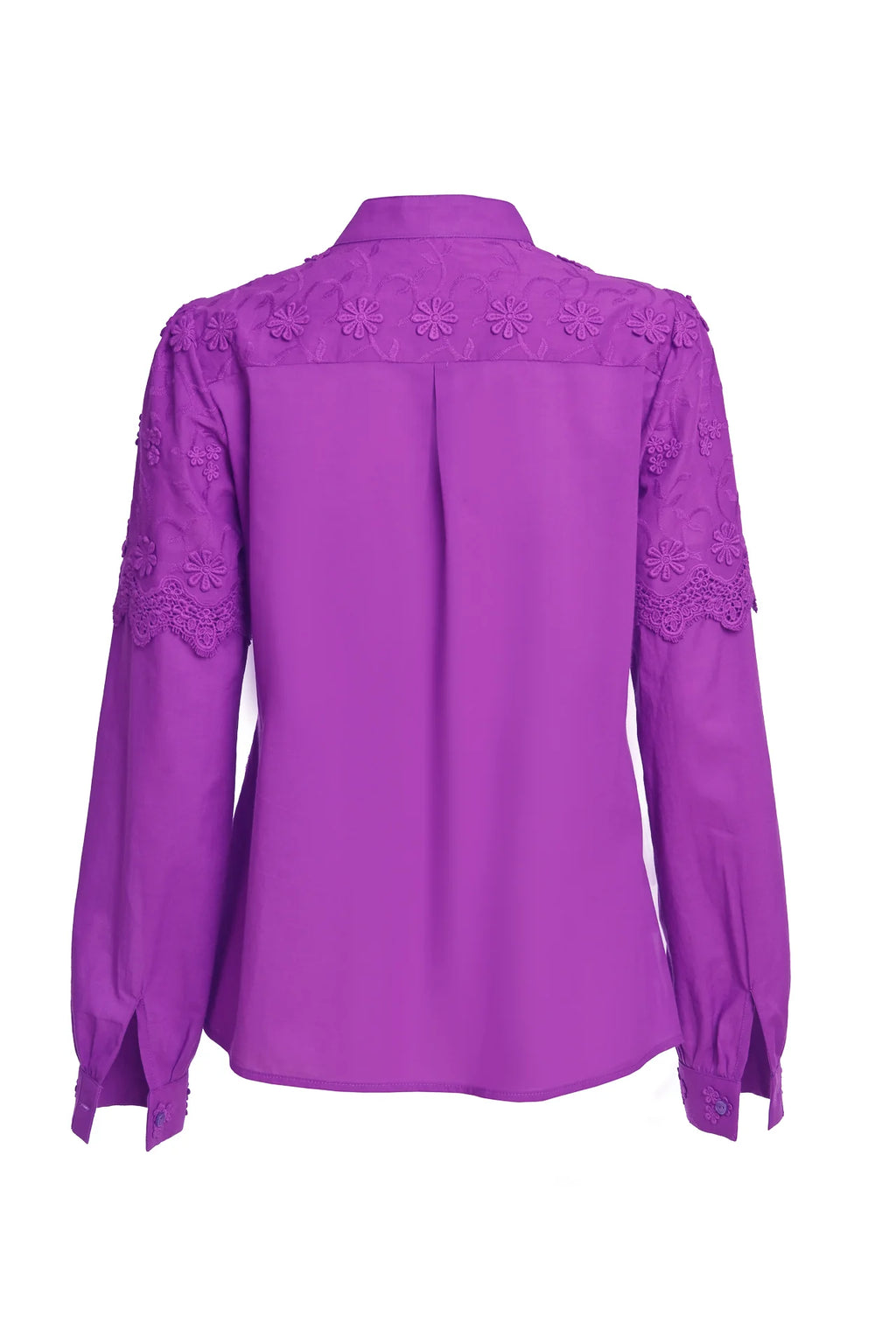 Cămașa violet din batist de bumbac și broderie tridimensională