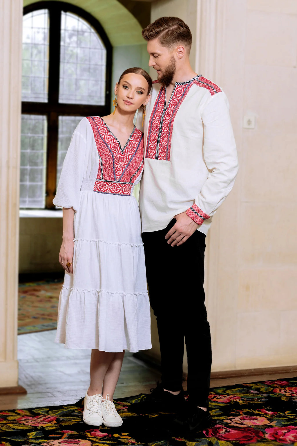 Rochia Euforia cu jacquard tesut rosu