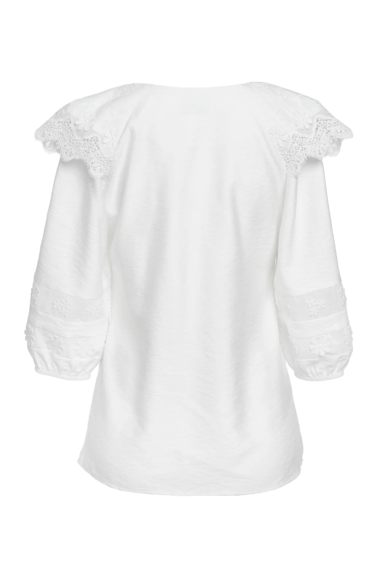 Bluza Alba Cu Guler Din Broderie Tridimensionala