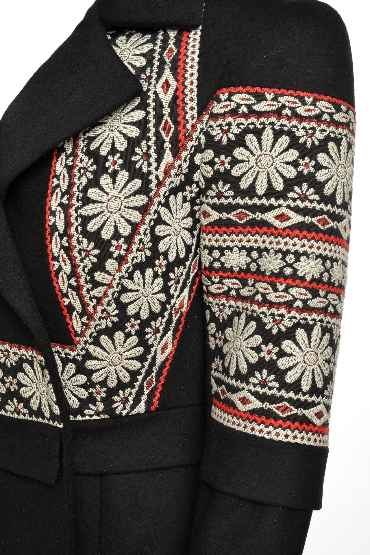Pardesiu Lung Din Stofa De Lana Si Jacquard Tesut Carina